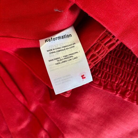 NEW Reformation Teya Linen Two Piece Sz6 Cherry Red Mini Dress Causal Set - Picture 8 of 13